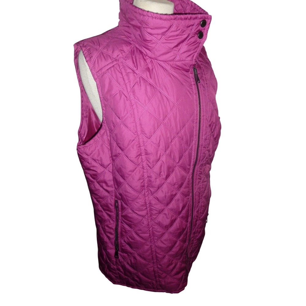 Marc New York Andrew Marc Magenta Pink Quilted Puffer Vest Womens Large Moto Zip